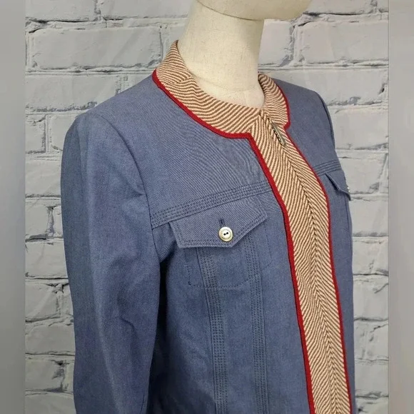 St John Sport Women's Full Zip Denim Jacket Stretch Multicolor Size Medium - Picture 13 of 16